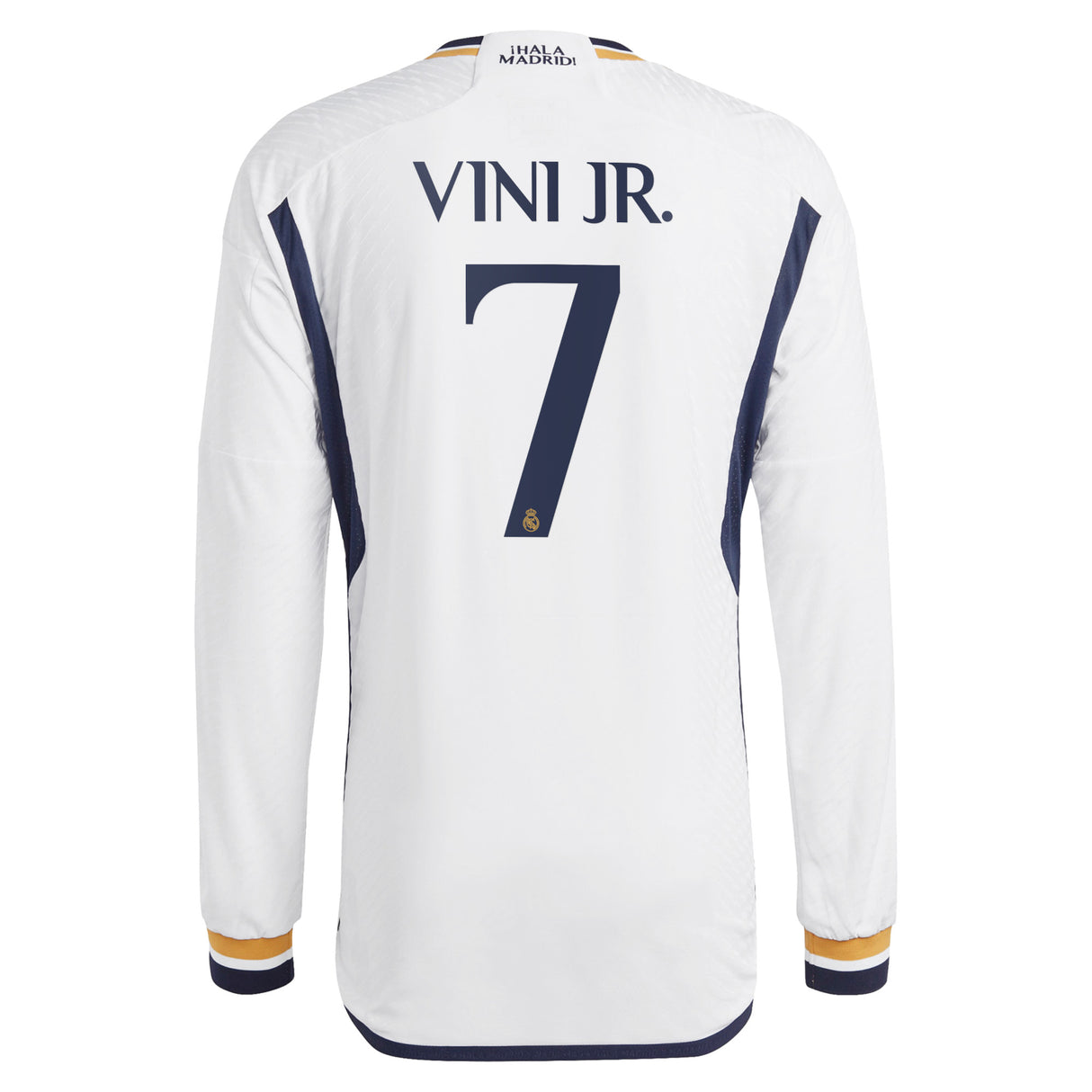 Real Madrid adidas Home Authentic Shirt 2023-24 - Long Sleeve with Vini Jr. 7 printing - Kit Captain