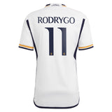 Real Madrid adidas Home Shirt 2023-24 with Rodrygo 11 printing - Kit Captain