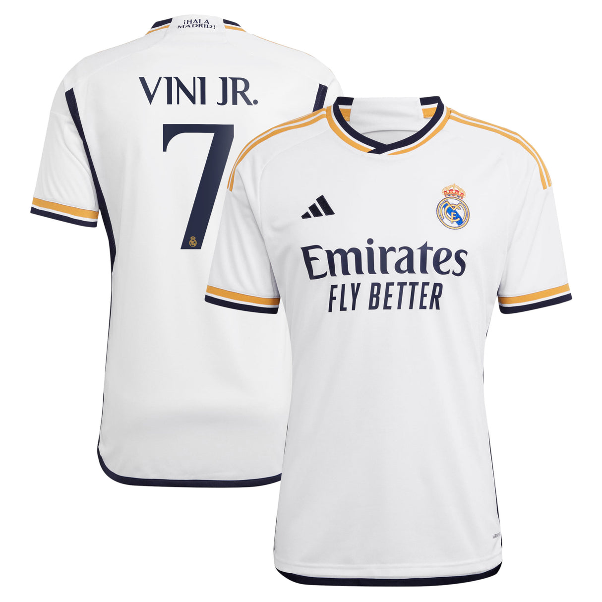 Real Madrid adidas Home Shirt 2023-24 with Vini Jr. 7 printing - Kit Captain