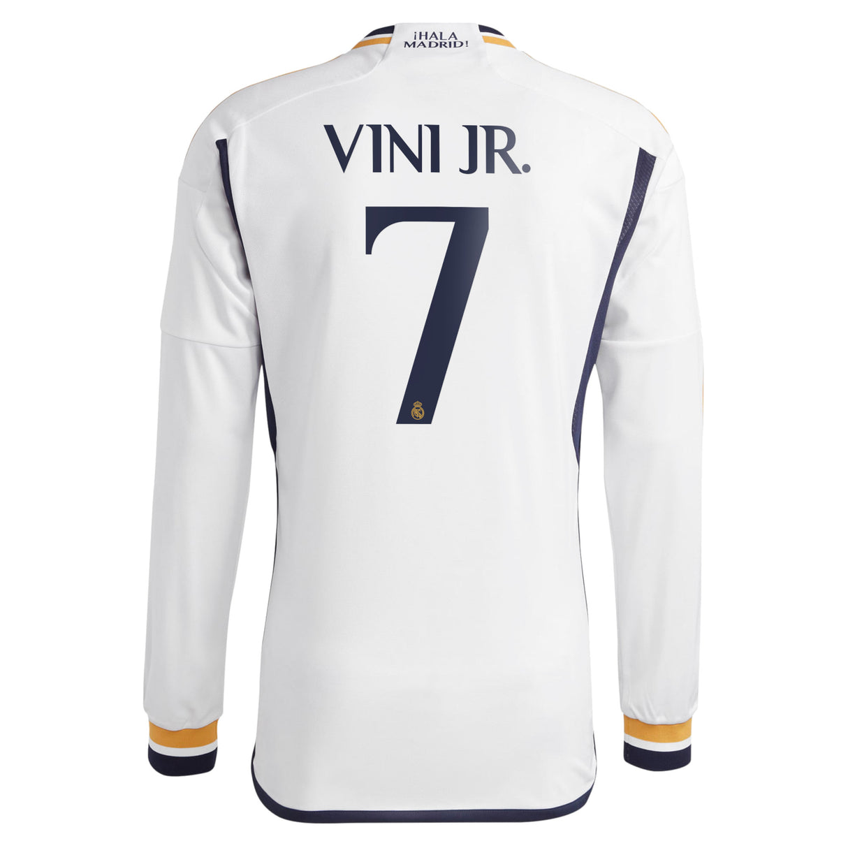 Real Madrid adidas Home Shirt 2023-24 - Long Sleeve with Vini Jr. 7 printing - Kit Captain