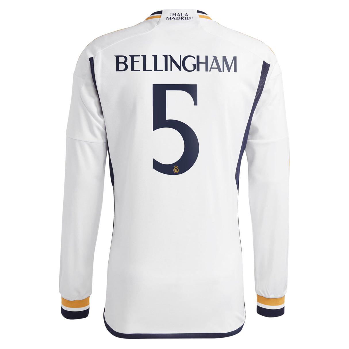 Real Madrid adidas Home Shirt 2023-24 - Long Sleeve with Bellingham 5 printing - Kit Captain