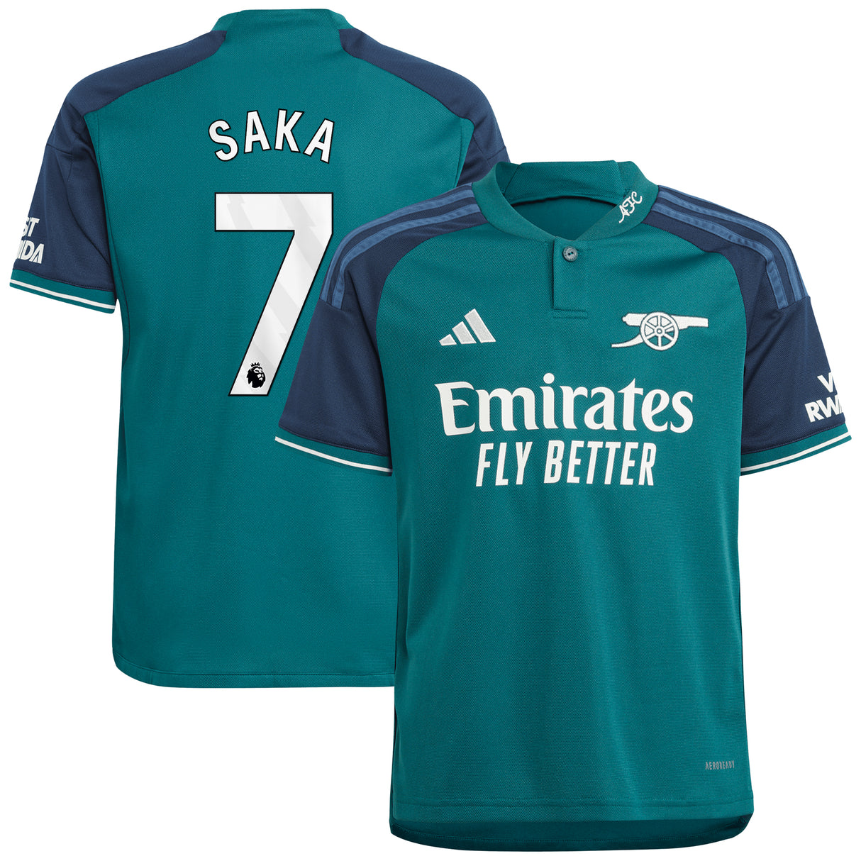 Arsenal adidas Third Shirt 2023-24 - Kids with Saka 7 printing - Kit Captain