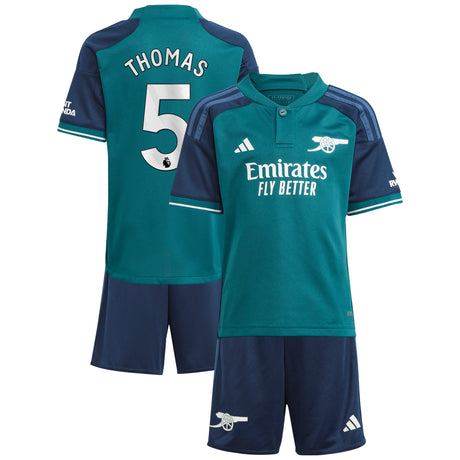 Arsenal adidas Third Minikit 2023-24 with Thomas 5 printing - Kit Captain