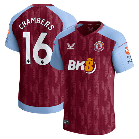 Aston Villa Castore Home Pro Shirt 2023-24 with Chambers 16 printing - Kit Captain