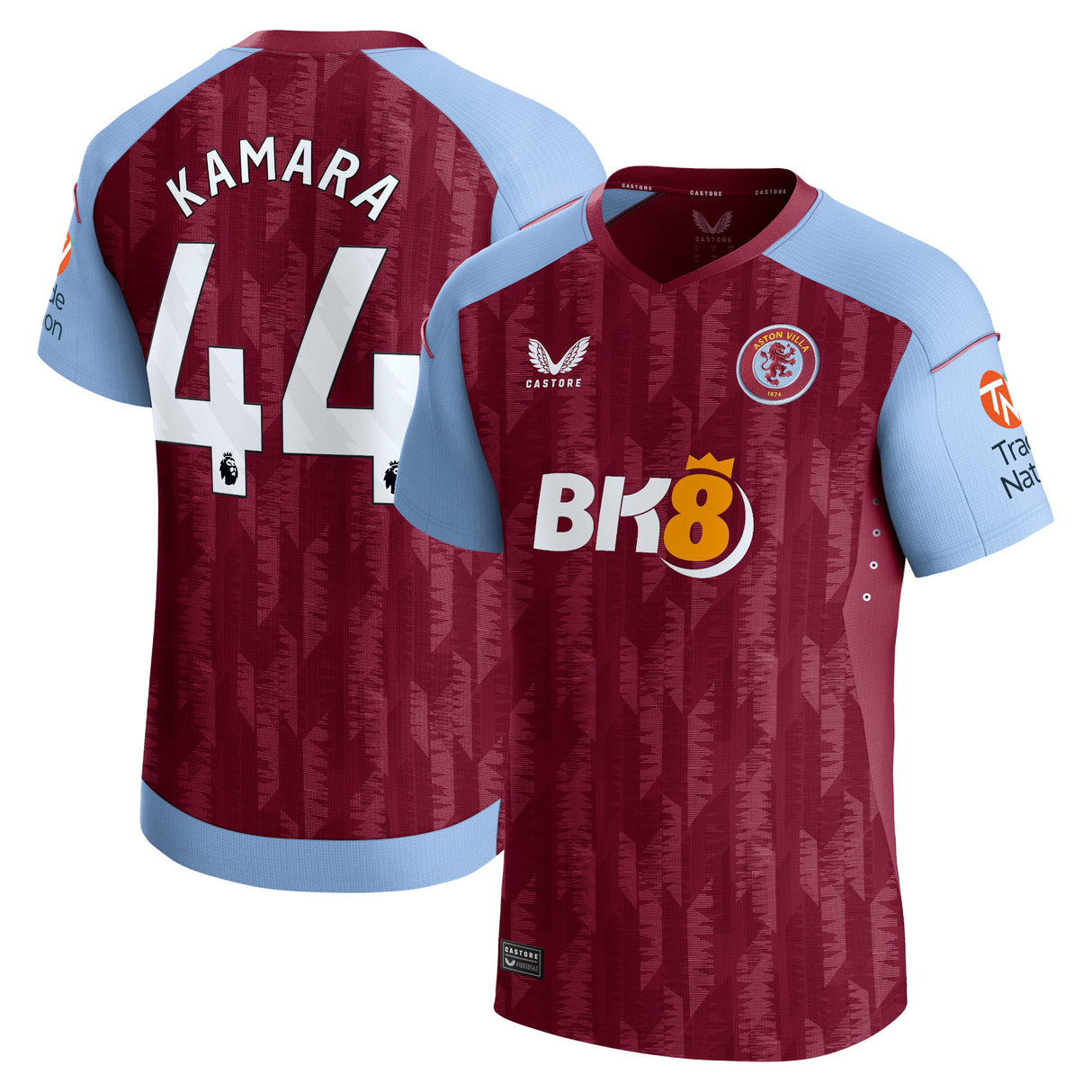 Aston Villa Castore Home Pro Shirt 2023-24 with Kamara 44 printing - Kit Captain