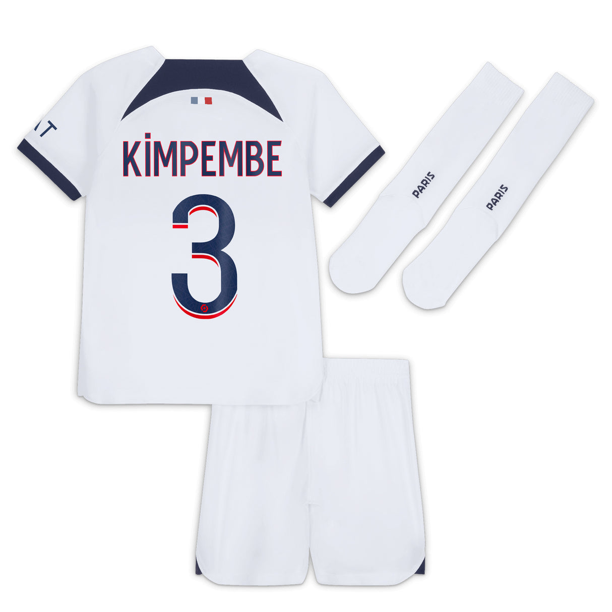 Paris Saint-Germain Nike Away Stadium Kit 2023-24 - Little Kids with Kimpembe 3 printing - Kit Captain