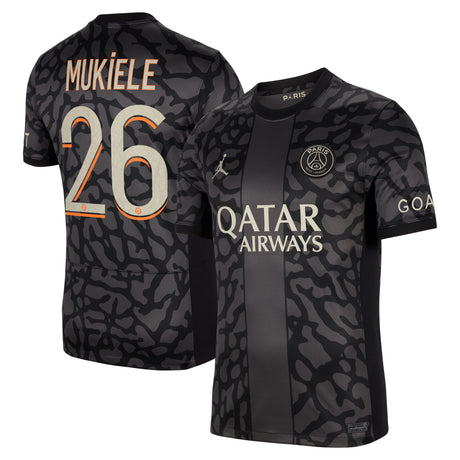 PSG x Jordan Third Stadium Shirt 2023-24 with Mukiele 26 printing - Kit Captain