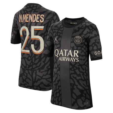 PSG x Jordan Third Stadium Shirt 2023-24 - Kids with N.Mendes 25 printing - Kit Captain