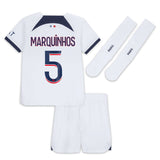 Paris Saint-Germain Nike Away Stadium Kit 2023-24 - Little Kids with Marquinhos 5 printing - Kit Captain