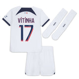 Paris Saint-Germain Nike Away Stadium Kit 2023-24 - Little Kids with Vitinha 17 printing - Kit Captain