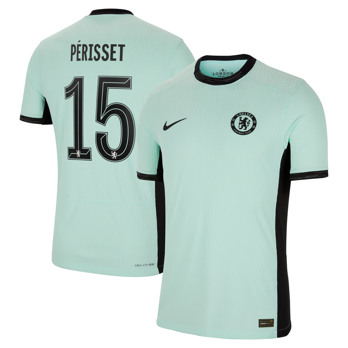 Chelsea Third Vapor Match Shirt 2023-24 with Perisset 15 printing - Kit Captain