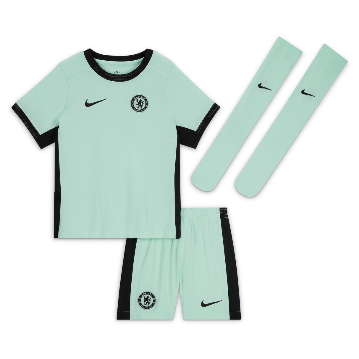 Chelsea Third Stadium Kit 2023-24 - Little Kids with Badiashile 5 printing - Kit Captain