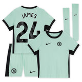 Chelsea Third Stadium Kit 2023-24 - Little Kids with James 24 printing - Kit Captain