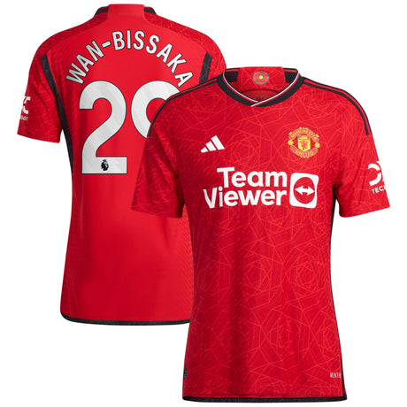 Manchester United EPL adidas Home Authentic Shirt 2023-24 with Wan-Bissaka 29 printing - Kit Captain