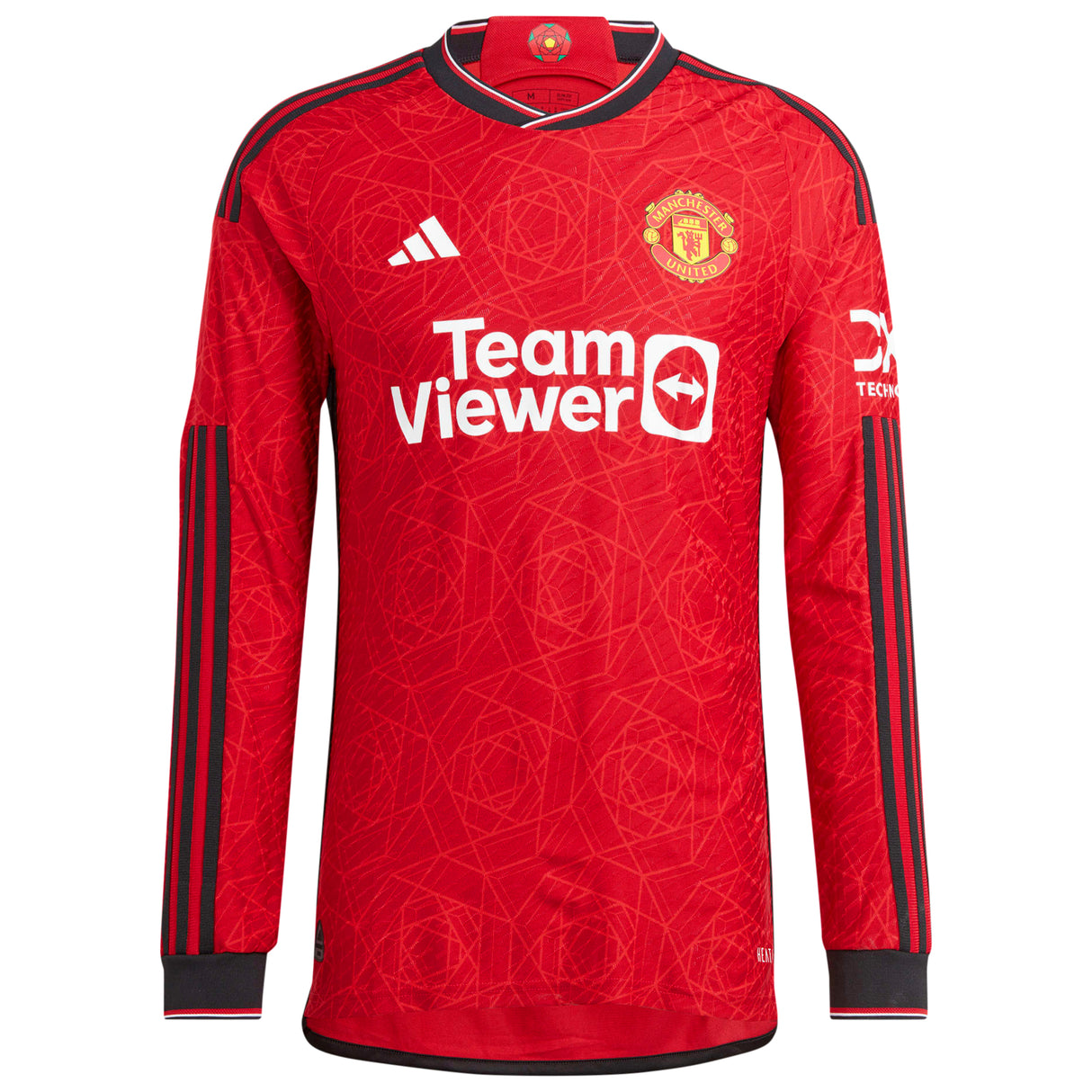 Manchester United EPL adidas Home Authentic Shirt 2023-24 - Long Sleeve with Eriksen 14 printing - Kit Captain