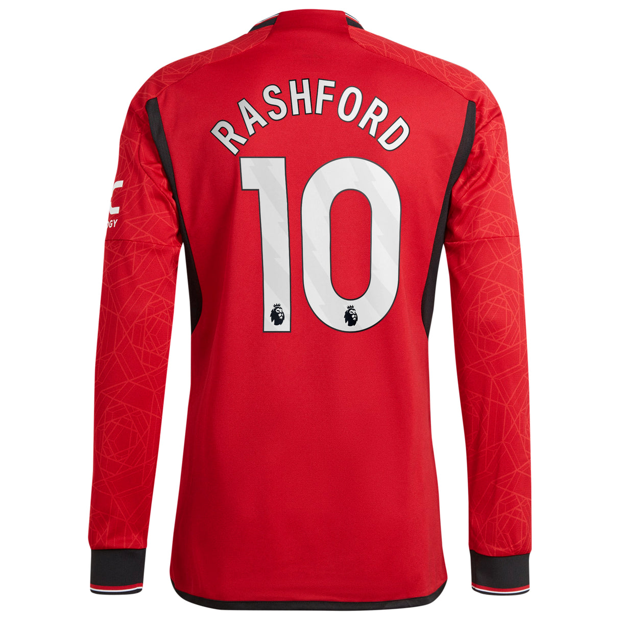 Manchester United EPL adidas Home Authentic Shirt 2023-24 - Long Sleeve with Rashford 10 printing - Kit Captain