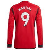 Manchester United EPL adidas Home Authentic Shirt 2023-24 - Long Sleeve with Martial 9 printing - Kit Captain