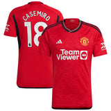 Manchester United EPL adidas Home Shirt 2023-24 with Casemiro 18 printing - Kit Captain