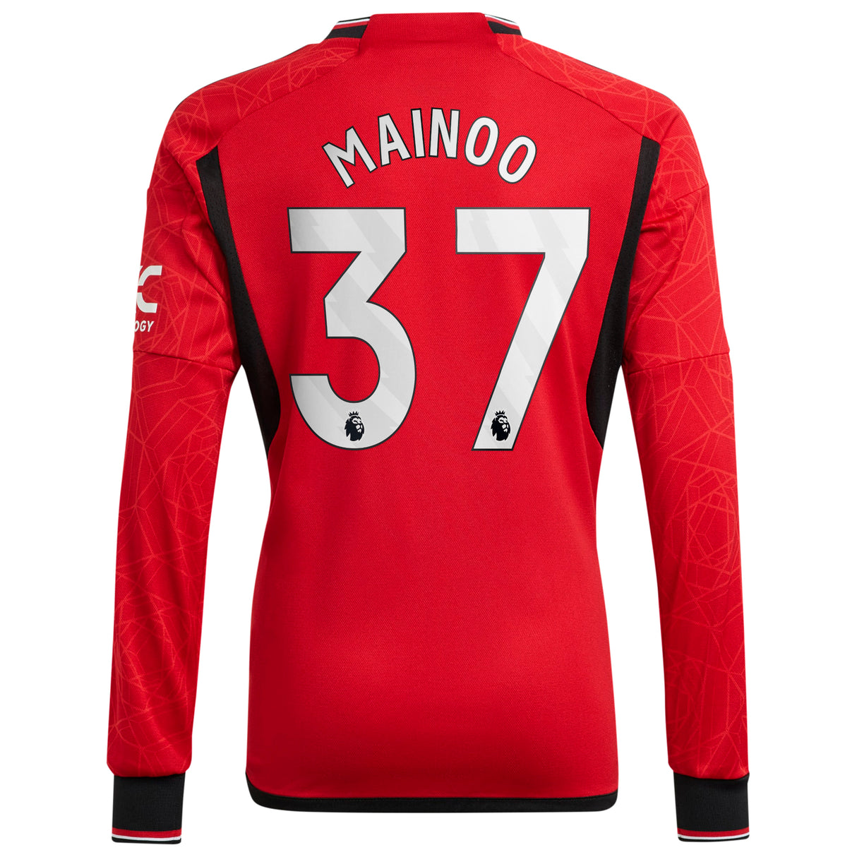 Manchester United EPL adidas Home Shirt 2023-24 - Long Sleeve with Mainoo 37 printing - Kit Captain