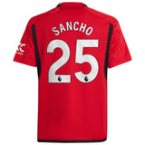 Manchester United EPL adidas Home Shirt 2023-24 - Kids with Sancho 25 printing - Kit Captain