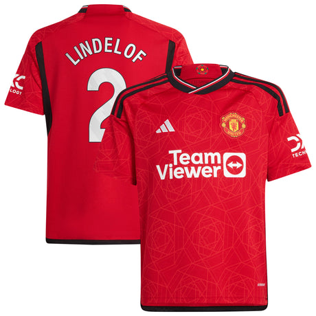 Manchester United EPL adidas Home Shirt 2023-24 - Kids with Lindelof 2 printing - Kit Captain