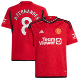 Manchester United EPL adidas Home Shirt 2023-24 - Kids with B.Fernandes 8 printing - Kit Captain