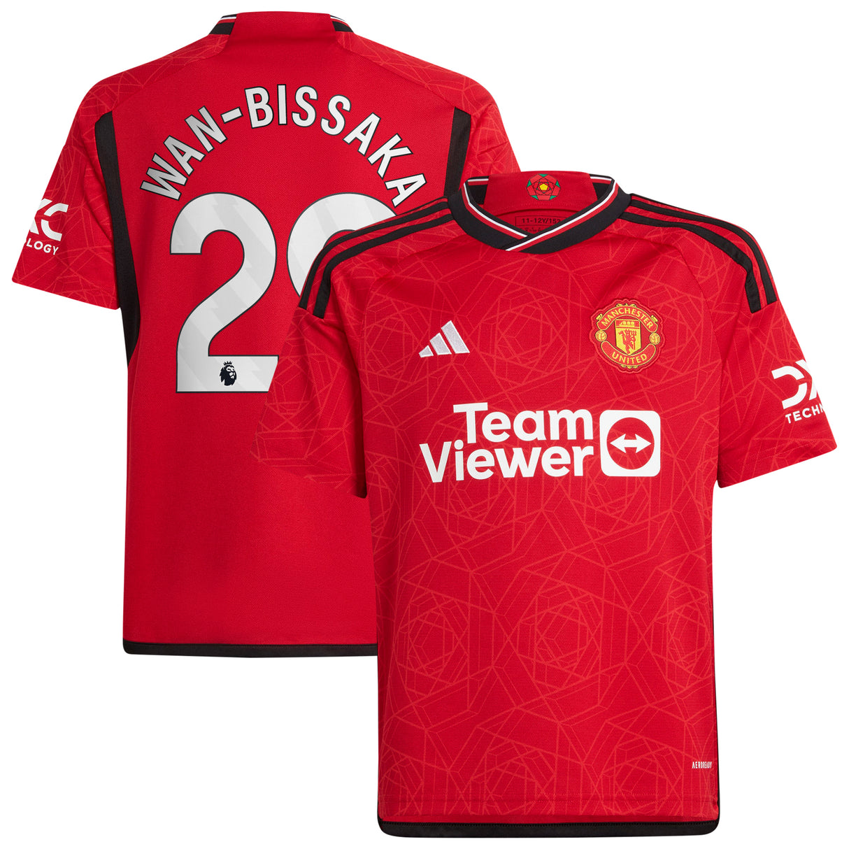 Manchester United EPL adidas Home Shirt 2023-24 - Kids with Wan-Bissaka 29 printing - Kit Captain