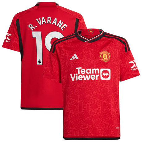 Manchester United EPL adidas Home Shirt 2023-24 - Kids with R. Varane 19 printing - Kit Captain