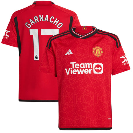 Manchester United EPL Home Shirt 2023-24 - Kids with Garnacho 17 printing - Kit Captain