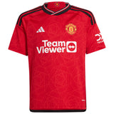 Manchester United EPL adidas Home Shirt 2023-24 - Kids with Mainoo 37 printing - Kit Captain