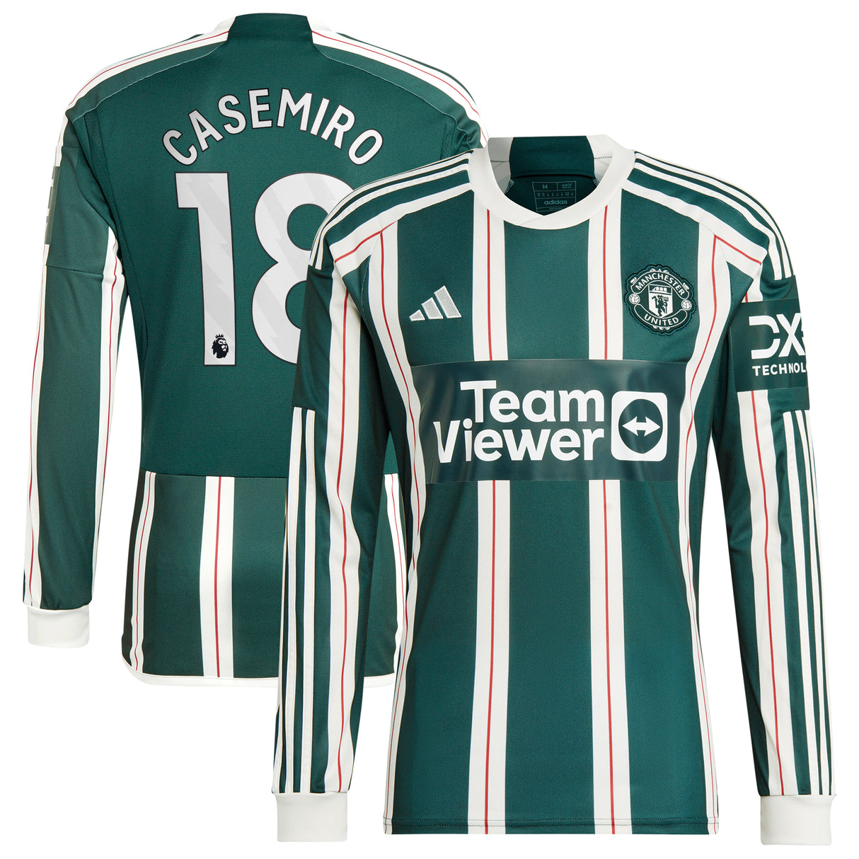 Manchester United EPL adidas Away Shirt 2023-24 - Long Sleeve with Casemiro 18 printing - Kit Captain