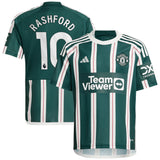 Manchester United EPL adidas Away Shirt 2023-24 - Kids with Rashford 10 printing - Kit Captain