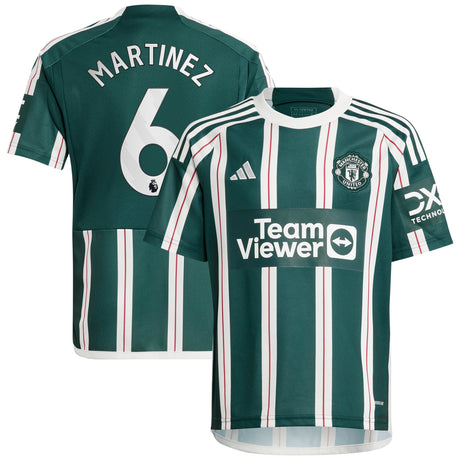 Manchester United EPL adidas Away Shirt 2023-24 - Kids with Martinez 6 printing - Kit Captain