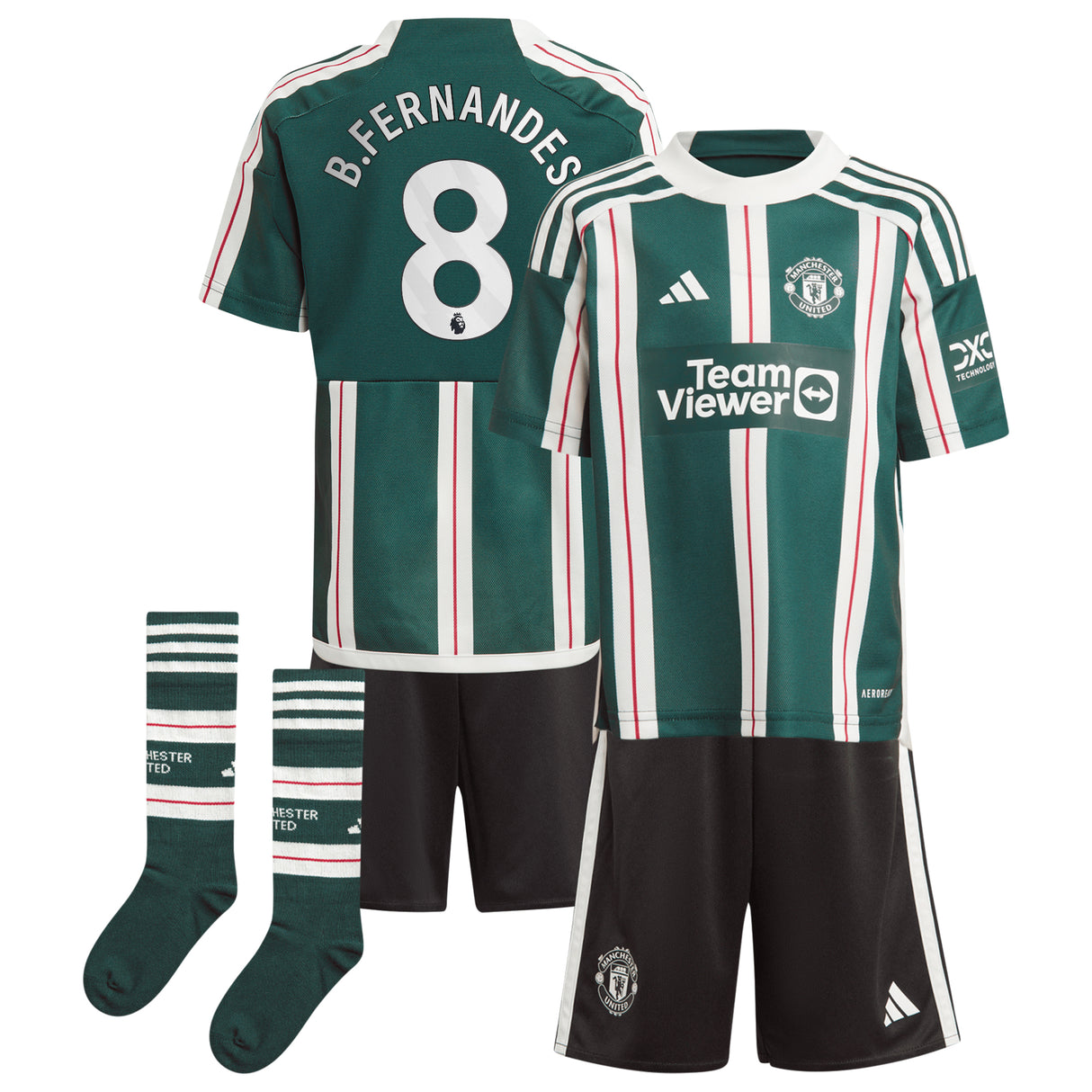 Manchester United EPL adidas Away Minikit 2023-24 with B.Fernandes 8 printing - Kit Captain