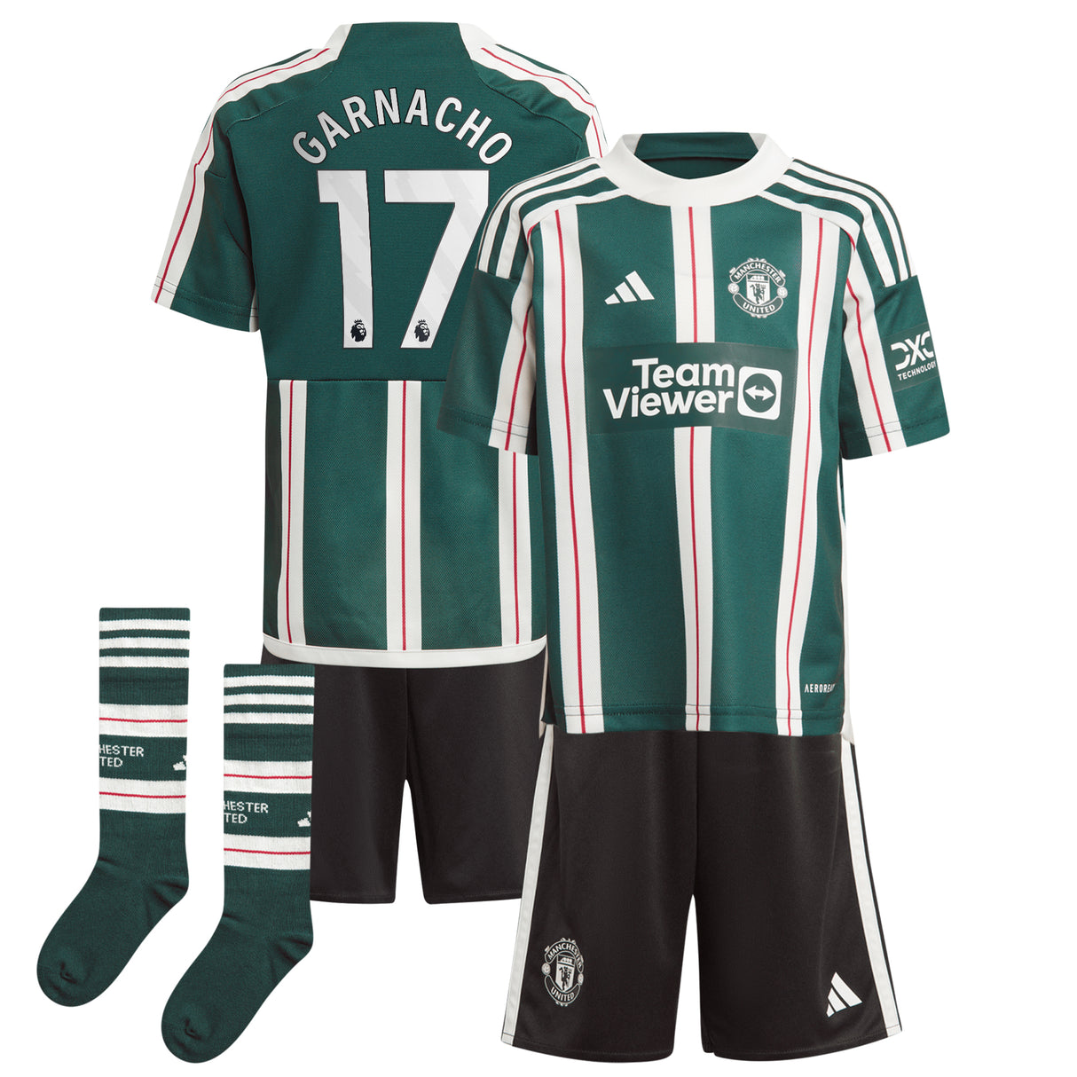 Manchester United EPL Away Mini Kit 2023-24 with Garnacho 17 printing - Kit Captain