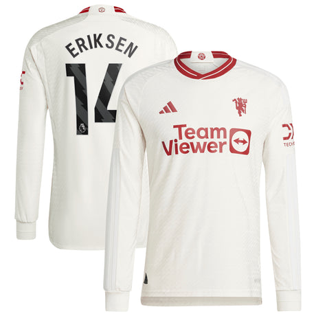 Manchester United EPL adidas Third Authentic Shirt 2023-24 - Long Sleeve with Eriksen 14 printing - Kit Captain