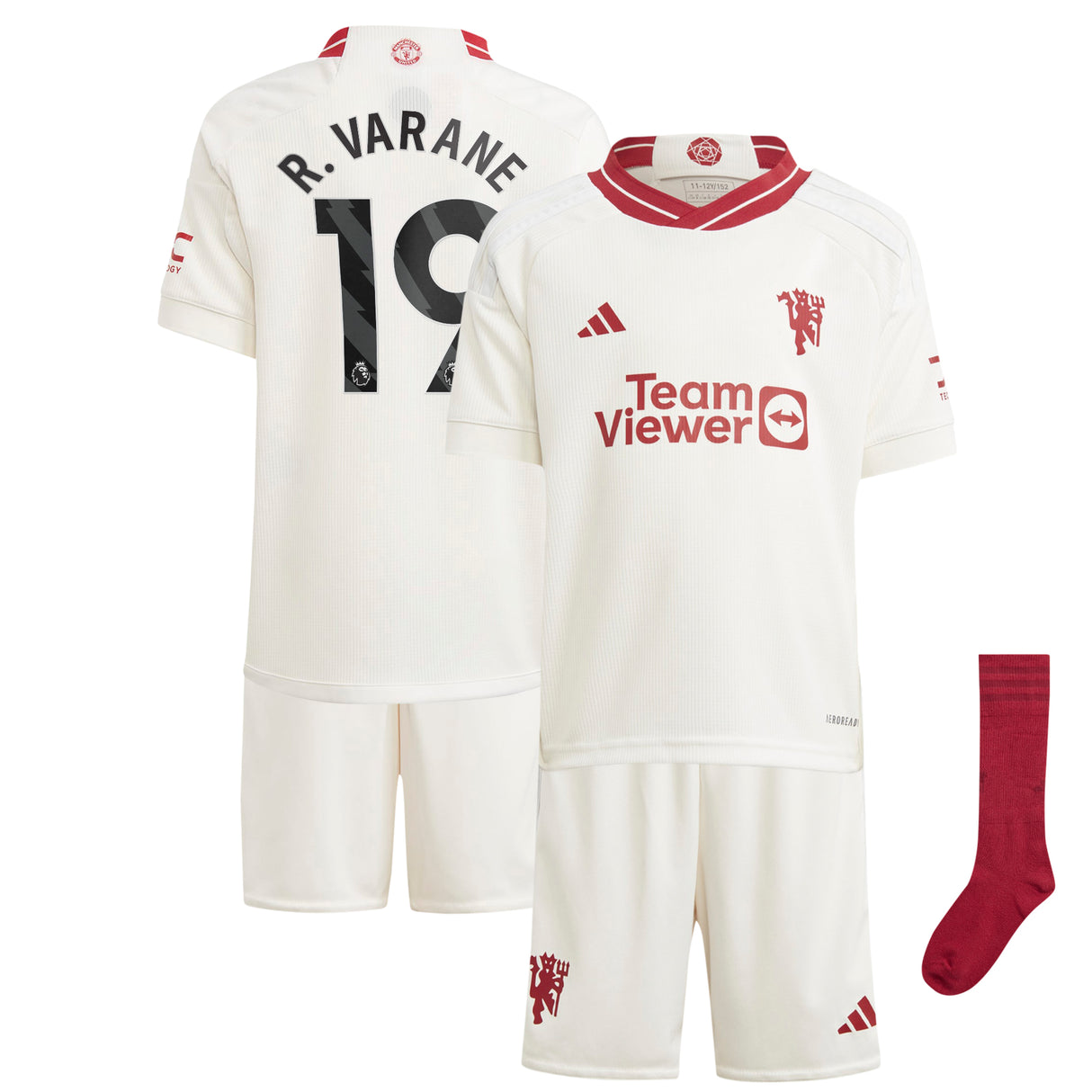 Manchester United EPL adidas Third Minikit 2023-24 with R. Varane 19 printing - Kit Captain