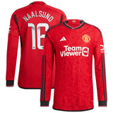 Manchester United WSL adidas Home Authentic Shirt 2023-24 - Long Sleeve with Naalsund 16 printing - Kit Captain