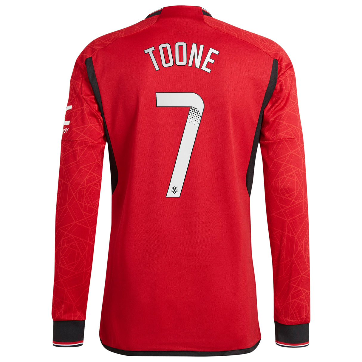 Manchester United WSL adidas Home Authentic Shirt 2023-24 - Long Sleeve with Toone 7 printing - Kit Captain