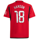 Manchester United WSL adidas Home Shirt 2023-24 - Kids with Hanson 18 printing - Kit Captain