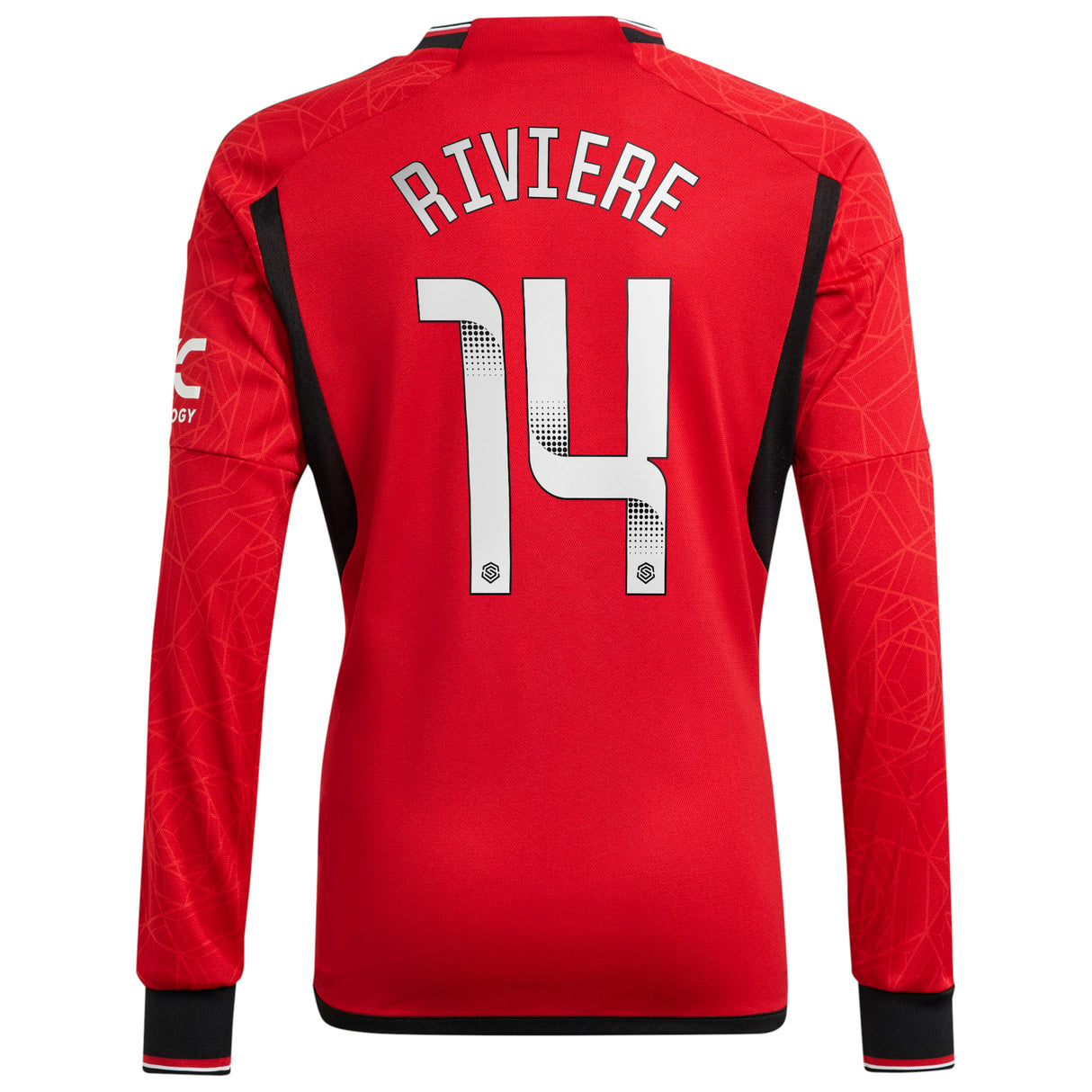 Manchester United WSL adidas Home Shirt 2023-24 - Kids - Long Sleeve with Riviere 14 printing - Kit Captain