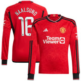 Manchester United WSL adidas Home Shirt 2023-24 - Kids - Long Sleeve with Naalsund 16 printing - Kit Captain