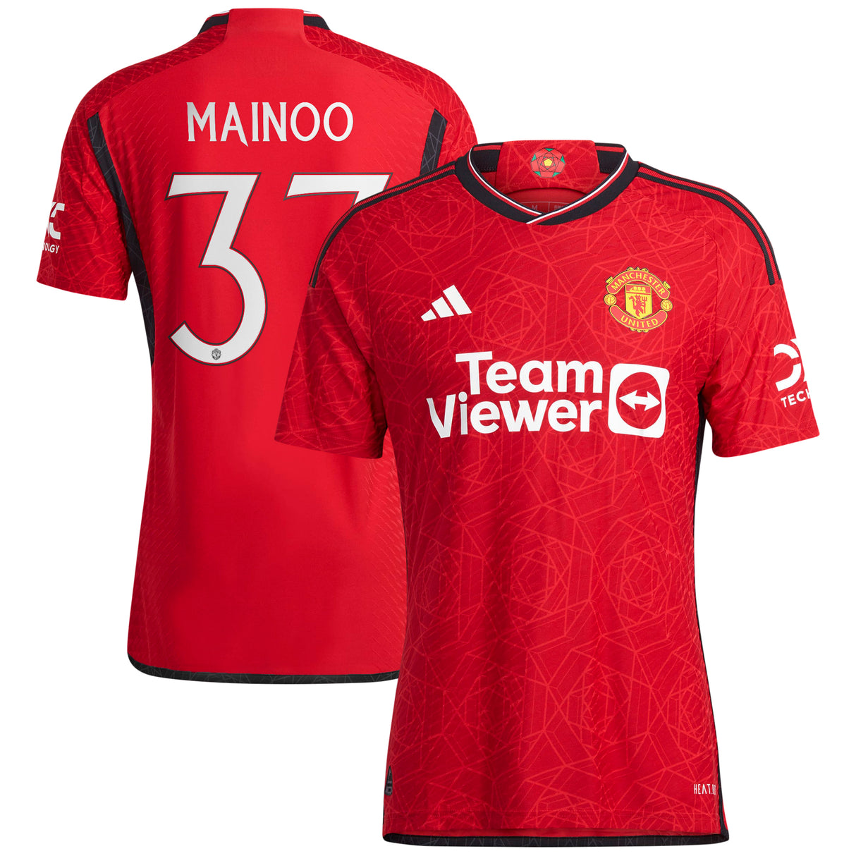 Manchester United Cup Home Authentic Shirt 2023-24 with Mainoo 37 printing - Kit Captain