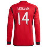 Manchester United Cup Home Authentic Shirt 2023-24 - Long sleeve with Eriksen 14 printing - Kit Captain