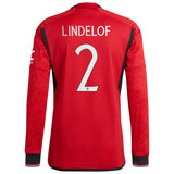 Manchester United Cup Home Authentic Shirt 2023-24 - Long sleeve with  Lindelof 2 printing - Kit Captain