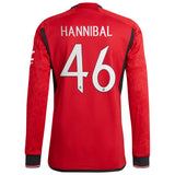 Manchester United Cup Home Authentic Shirt 2023-24 - Long sleeve with Hannibal 46 printing - Kit Captain