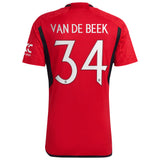 Manchester United Cup Home Shirt 2023-24 with Van De Beek 34 printing - Kit Captain