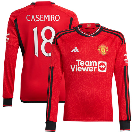 Manchester United Cup Home Shirt 2023-24 - Long Sleeve with Casemiro 18 printing - Kit Captain