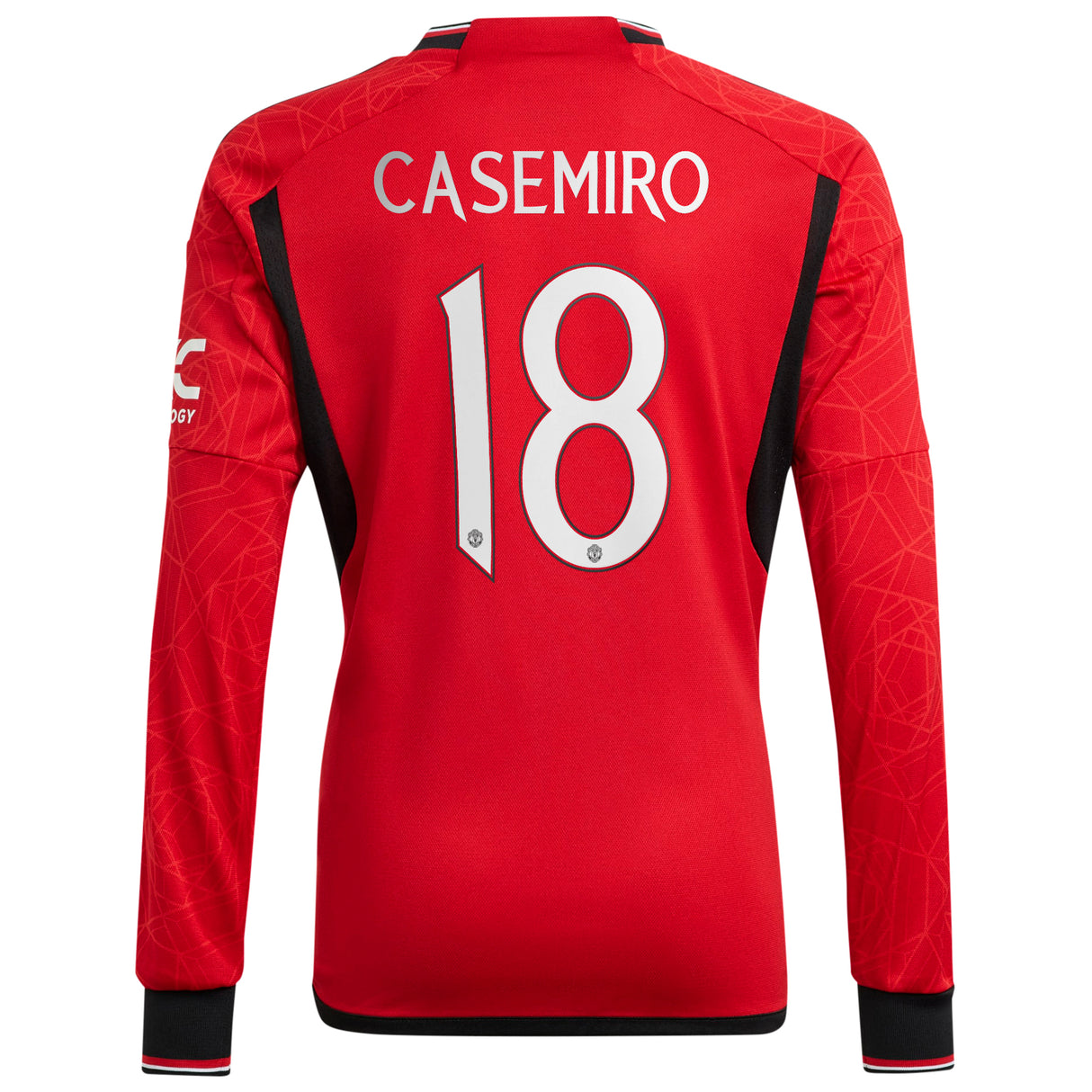 Manchester United Cup Home Shirt 2023-24 - Long Sleeve with Casemiro 18 printing - Kit Captain