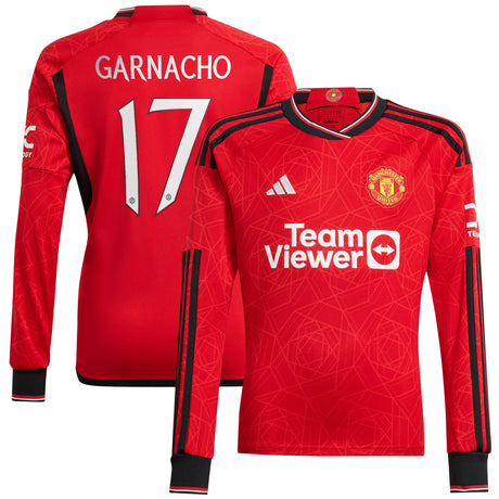 Manchester United Cup Home Shirt 2023-24 - Long Sleeve with Garnacho 17 printing - Kit Captain